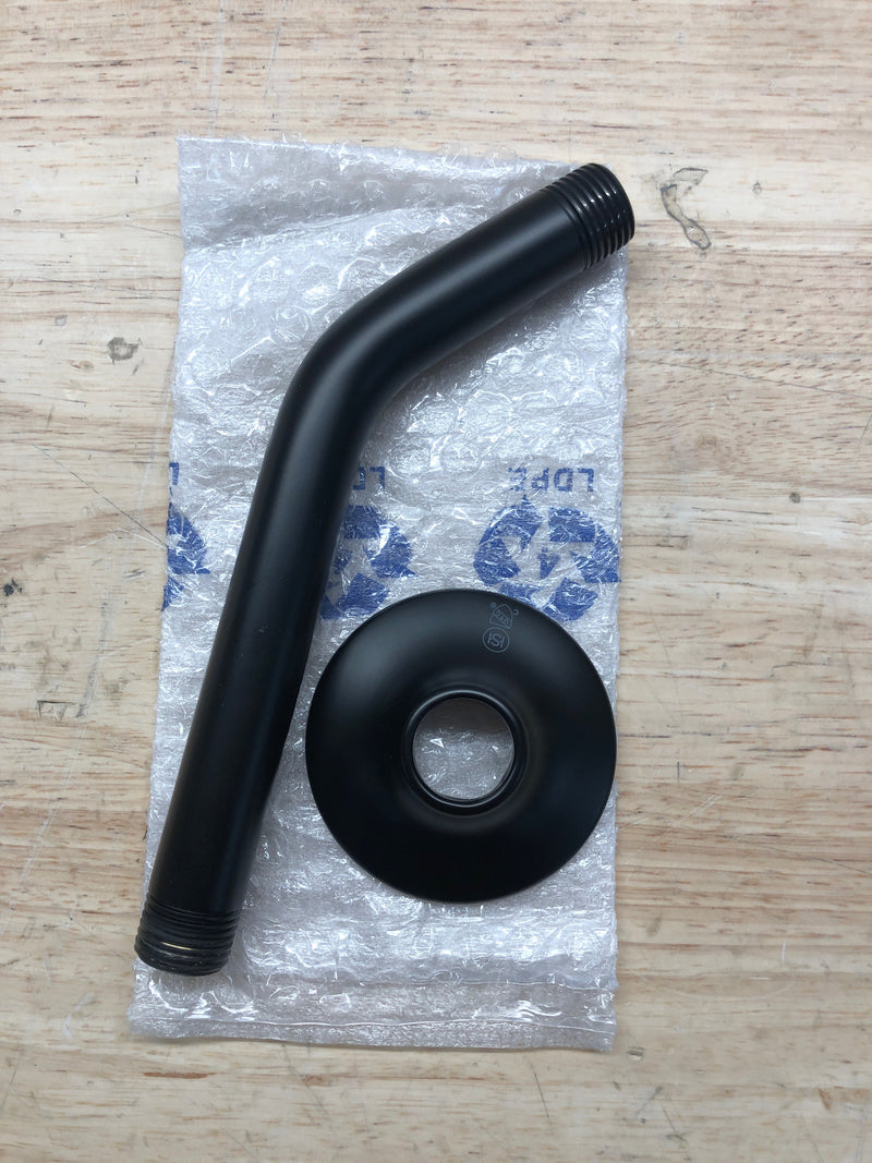 Signature Hardware 477056 8" Standard Wall Mounted Shower Arm and Flange - Matte Black