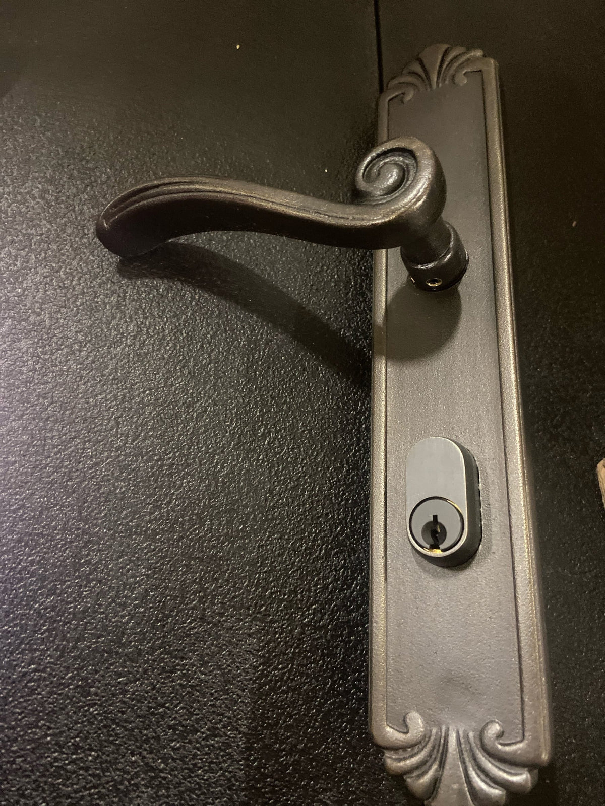 Emtek 1141MB LH Lost Wax / Tuscany Bronze Door Configuration 1 Keyed Entry Multi Point Trim Lever Set with American Cylinder Below Handle - Medium Bronze Medici Lever