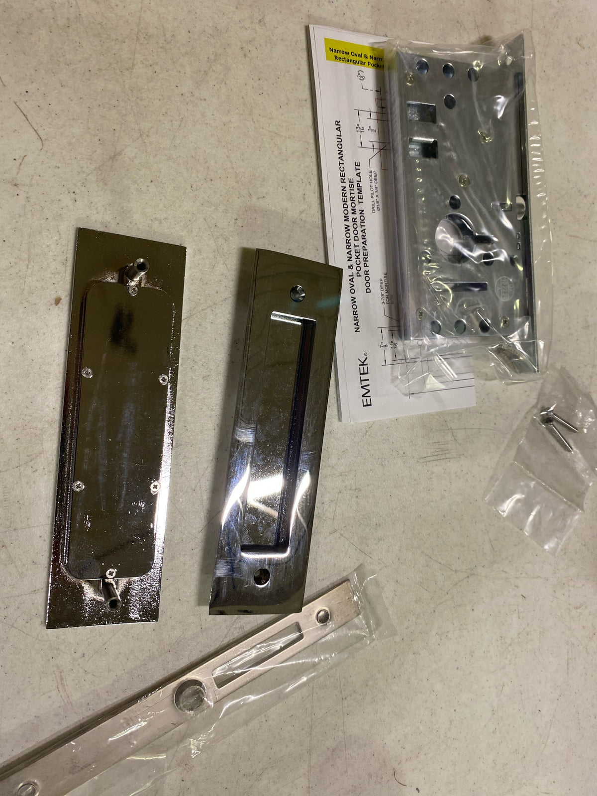Emtek 2154US26 Narrow Modern Rectangular 7-1/4" Tall Passage Pocket Door Pull - Polished Chrome