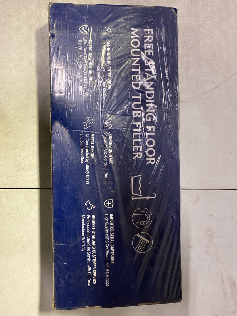 Ukishiro SMD00JI22071207 Double Handle Freestanding Floor Mount Tub Faucet Bathtub Filler with Hand Shower in Matte Black