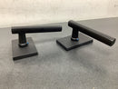 Emtek 5052FRLUS19RH Freestone Right Handed Non-Turning Two-Sided Dummy Door Lever Set with Modern Rectangular Rose from the Urban Modern Collection - Flat Black