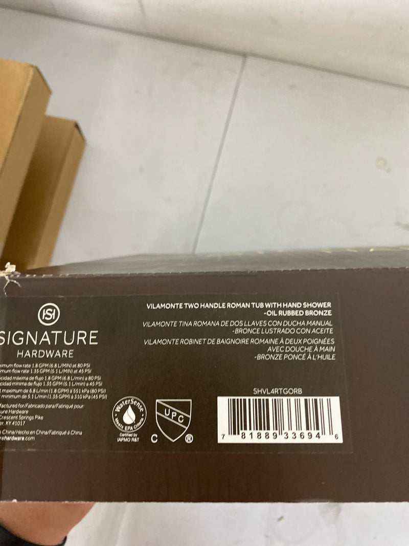 Signature Hardware SHVL4RTGORB Vilamonte Deck Mounted Roman Tub Filler Faucet - Includes Hand Shower - Oil Rubbed Bronze