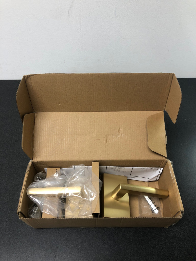 Miseno MH-1CLF-SB California Passage Door Lever Set with Rectangle Rose - Satin Brass