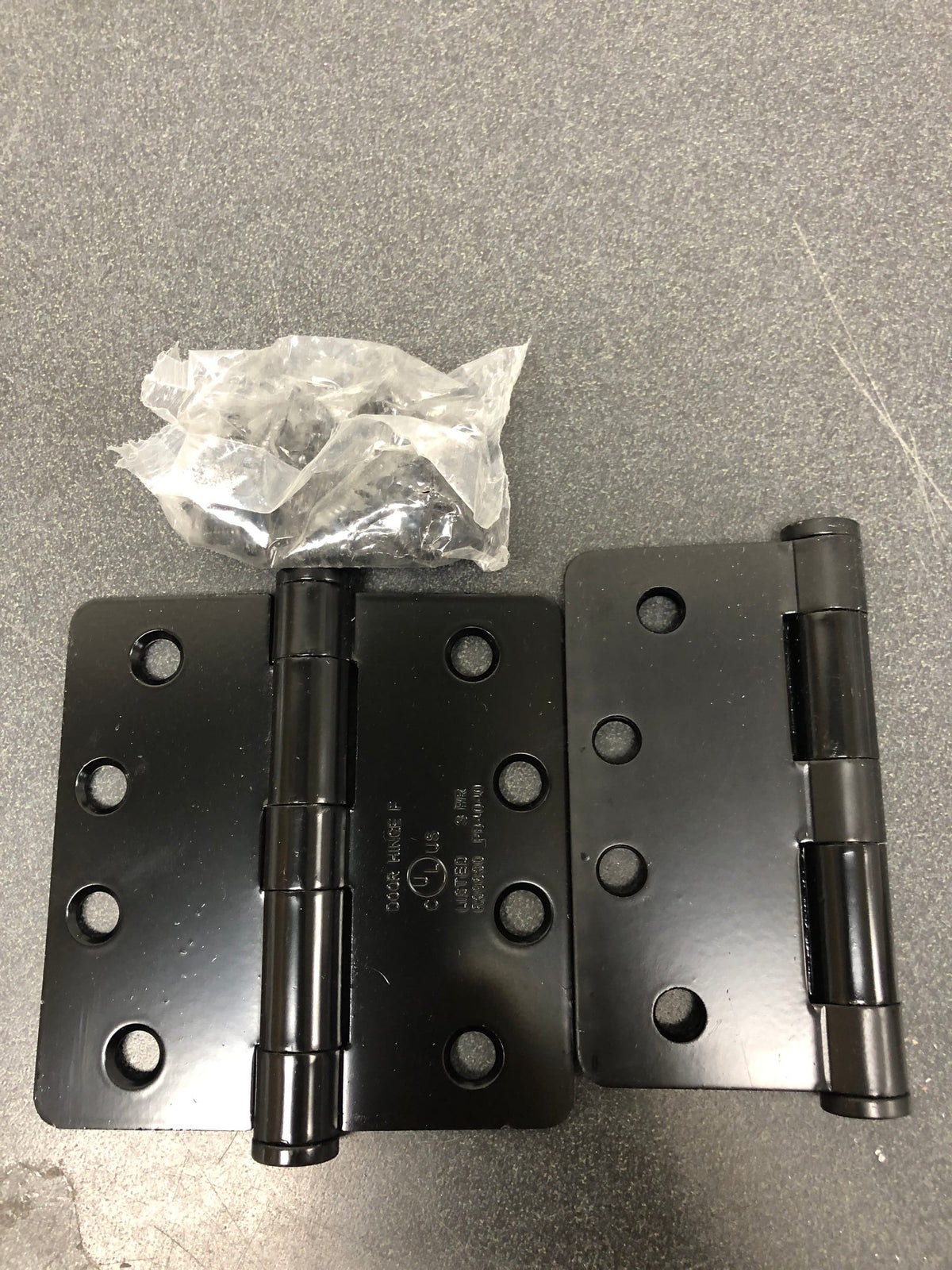 Deltana S44R4HD1B 4" x 4" Plain Bearing 1/4" Radius Corners Mortise Hinge - Pair - Flat Black