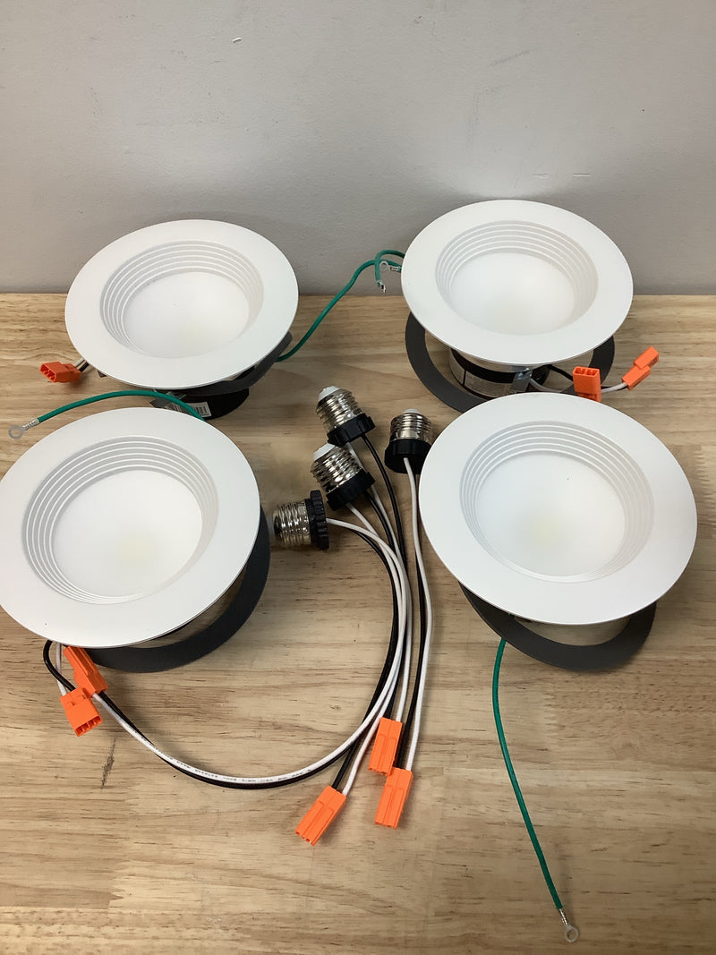 Halo LT4069FS1EWHR4PK LT 4 in. Selectable 5CCT IC Rated Indoor Integrated LED Recessed Light with Baffle Trim 650-Lumens, Matte White (4-Pack)
