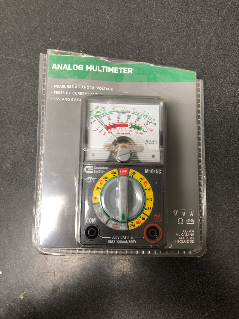 Commercial Electric M1015B Black AC/DC Auto/Manual Analog Multimeter