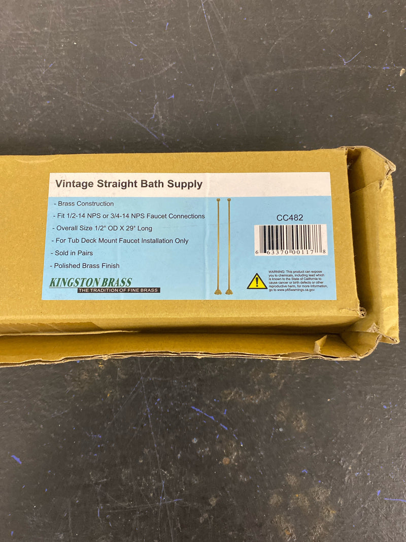 Kingston Brass CC482 Straight Bath Supply, Polished Brass