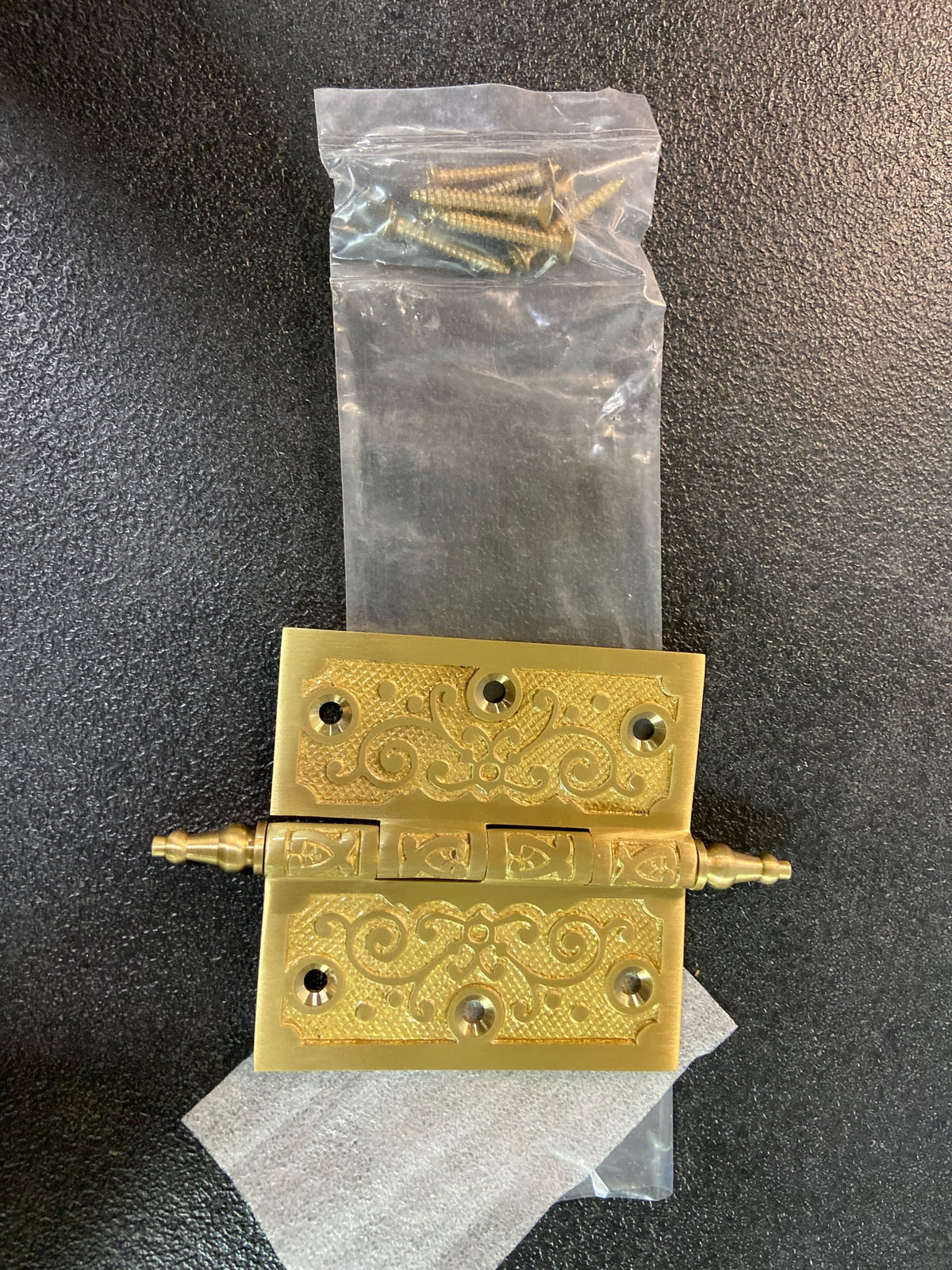 Signature Hardware 282297 Ornate 4" x 4" Solid Brass Plain Bearing Square Corner Door Hinge - Single Hinge - Matte Brass