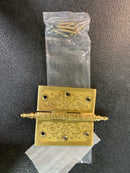 Signature Hardware 282297 Ornate 4" x 4" Solid Brass Plain Bearing Square Corner Door Hinge - Single Hinge - Matte Brass