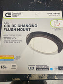 Commercial electric JJU3011L-2/MB 13 in. Matte Black Selectable LED Flush Mount