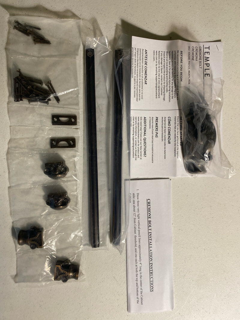 Signature Hardware 482872 Temple Brass Cremone Bolt for 2-1/4' Doors - Antique Brass