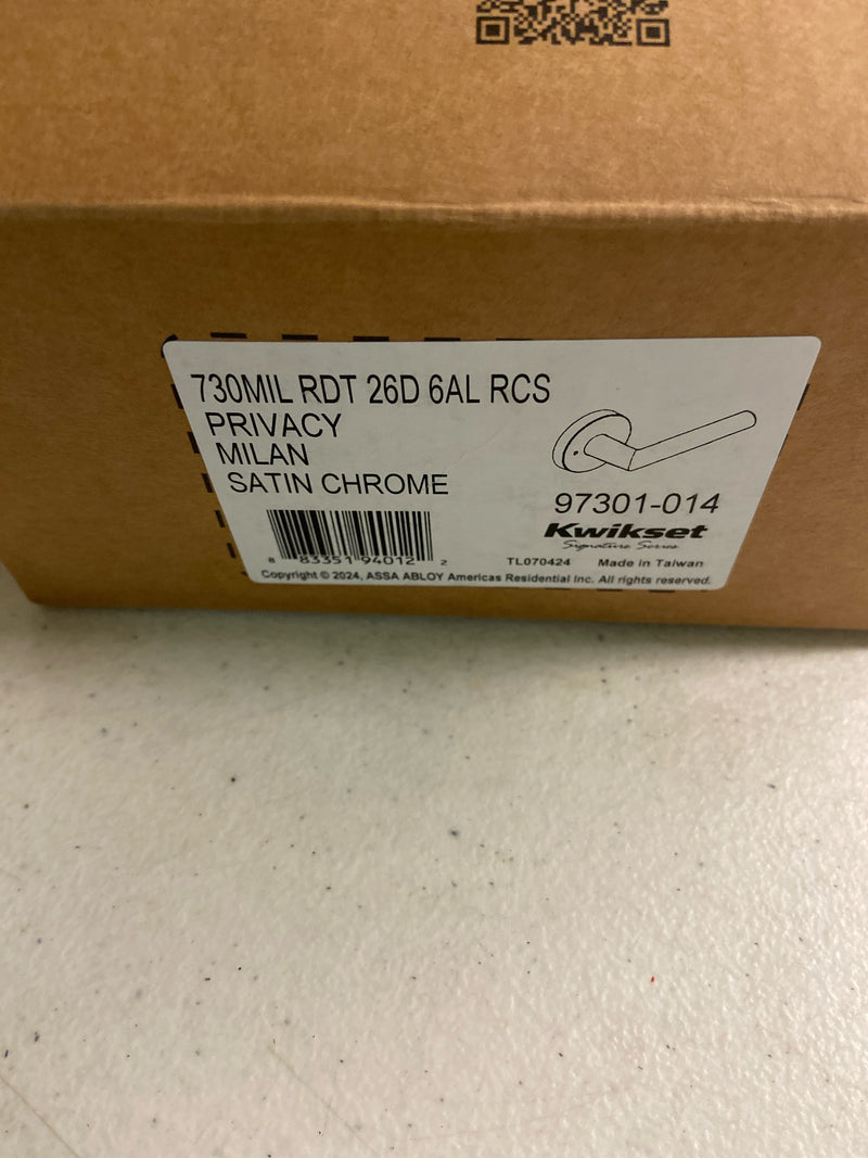 Kwikset 730MIL RDT 26D 6AL RCS Milan Satin Chrome Round Bed/Bath Reversible Door Lever