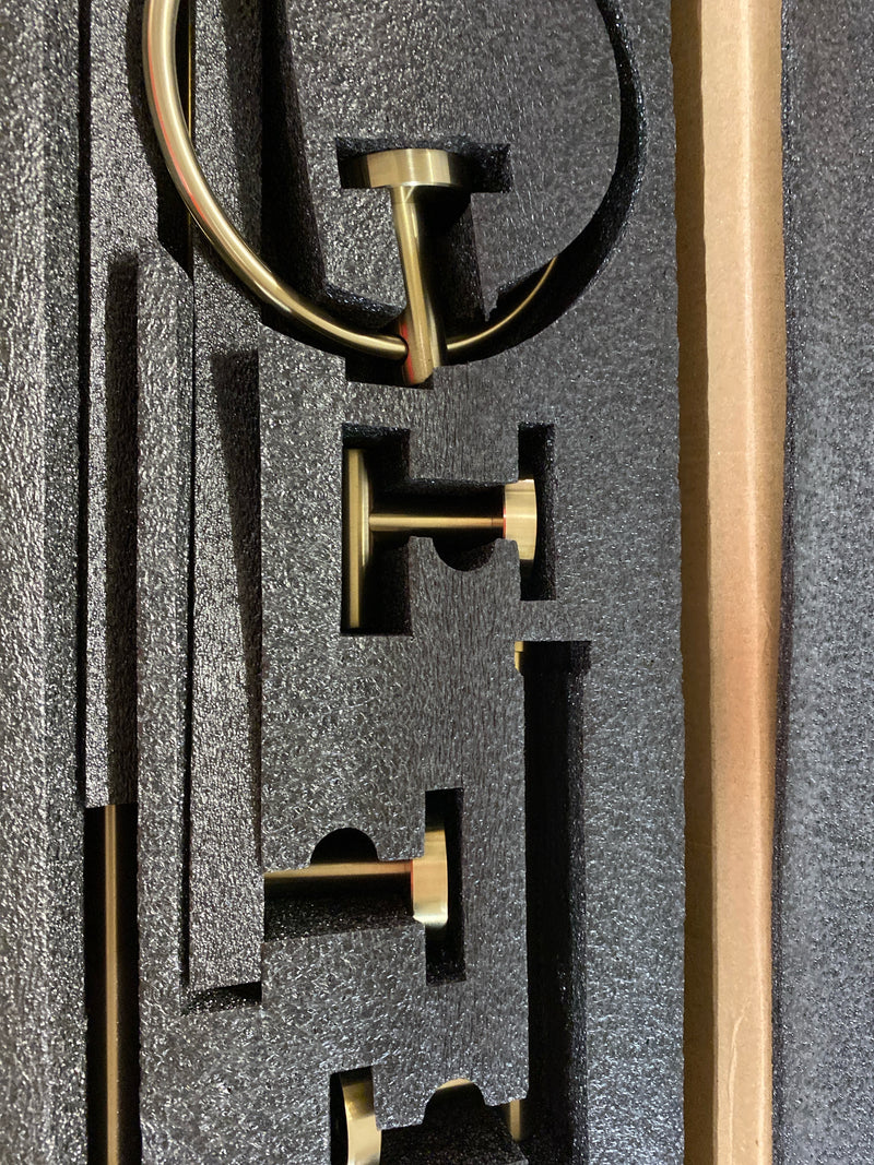 Bwe A-91020-6-BG 6-Piece Modern Bath Hardware Set with Towel Ring Toilet Paper Holder Towel hook and Towel Bar Wall Mount in Brushed Gold