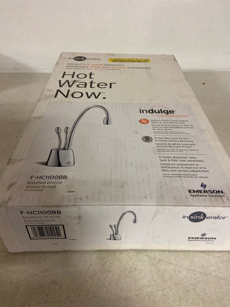InSinkErator F-HC1100BB Indulge Instant Hot Water Dispenser, Double Handle Hot and Cold with 5-Year In-Home - Less Tank - Brushed Bronze