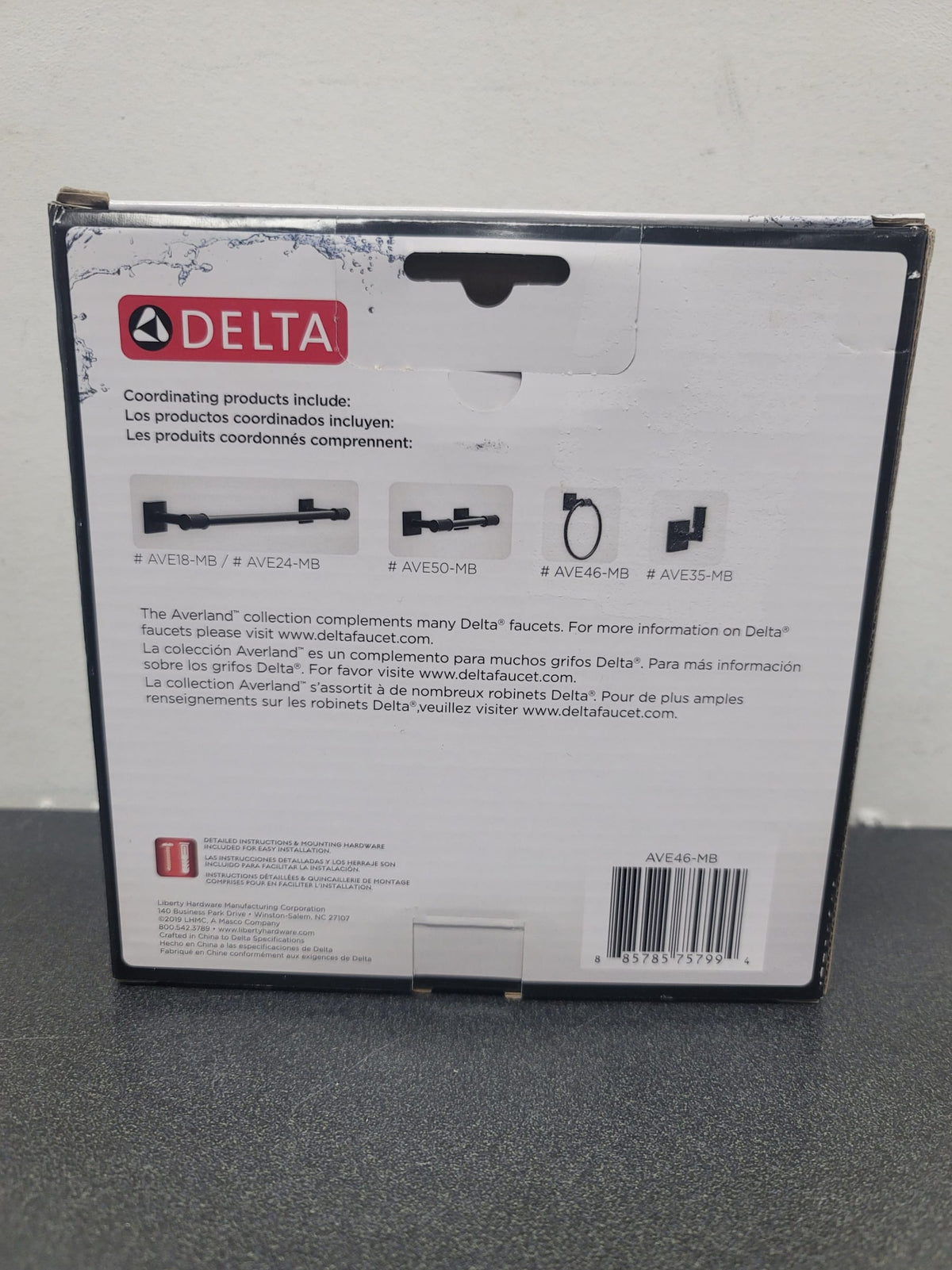 Delta AVE46-MB Averland Towel Ring in Matte Black