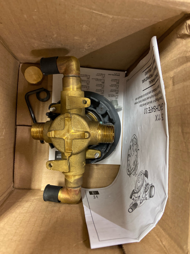 GROHE 35116000 GrohSafe 3.0 Pressure Balance Valve Rough with Flush Plug with Elbows with PEX Cold Expansion Outlets with Service Stops, Unfinished