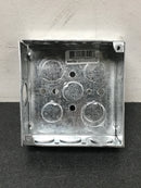 Steel city 521511234EW-50R 4 in. Square Metal Box 1/2 in. and 3/4 in. Knockouts
