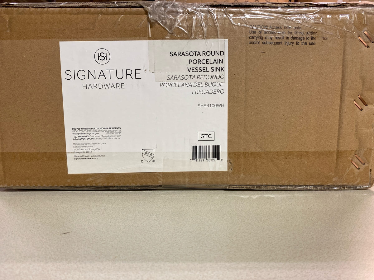Signature Hardware 447953 Sarasota 16" Fireclay Vessel Bathroom Sink - White