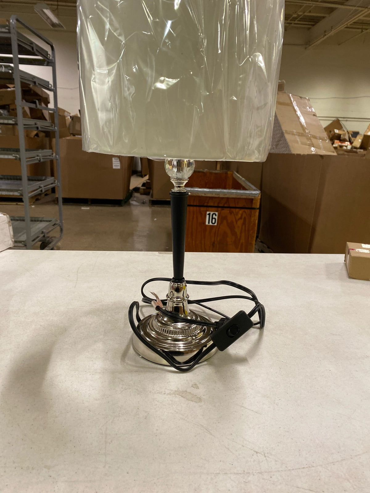 ORE International 22.75" in Albi Candlestick Crystal Accent Black/Silver Table Lamp