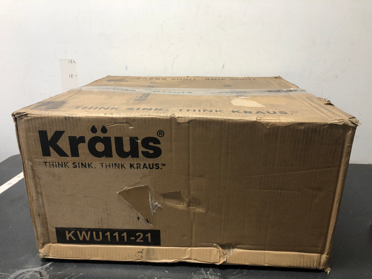 Kraus KWU111-21 Kore 21" Undermount Single Basin Stainless Steel Kitchen Sink with Basin Rack, Basket Strainer, Cutting Board, and NoiseDefend Technology - Stainless Steel