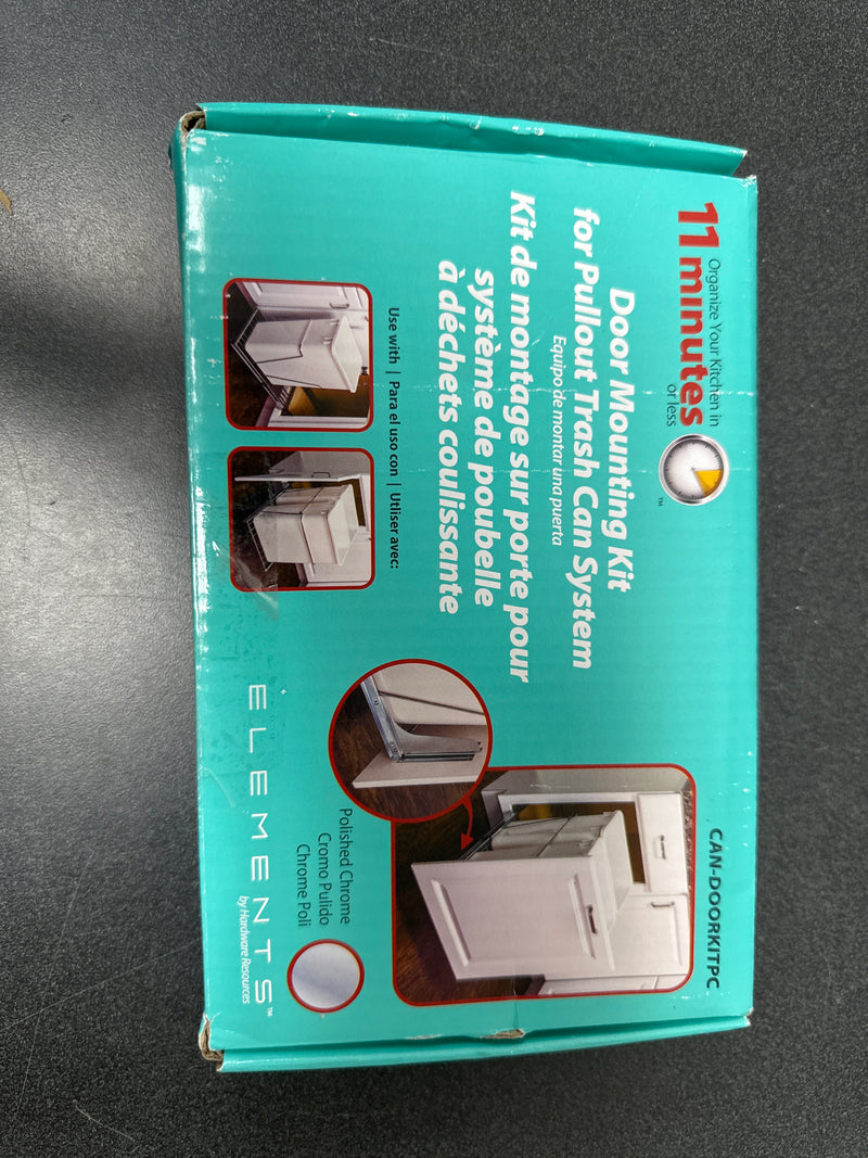 Hardware Resources CAN-DOORKITPC Cabinet Door Mounting Kit for CAN-EBM Pullout Waste Containers - Bins Not Included - Chrome
