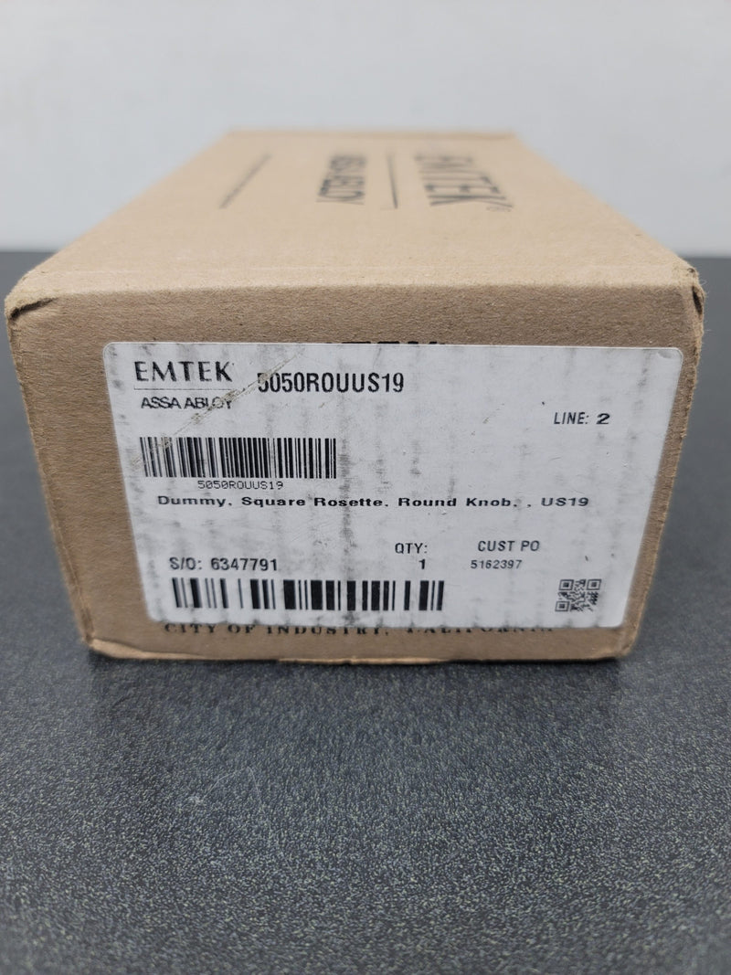 Emtek 5050ROUUS19 Round Knobset Non-Turning Two-Sided Dummy Door Knob Set with Square Rose - Flat Black