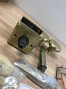 Baldwin PVROUTSR044 Round Privacy Door Knob with Square Rose - Satin Brass