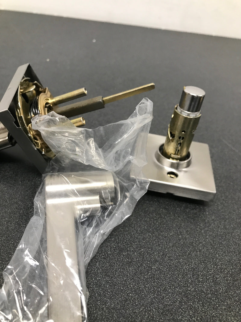 Kwikset SL6000DALSQT-15 Safelock Daylon Single Cylinder Keyed Entry Door Lever Set with Square Rose - Satin Nickel