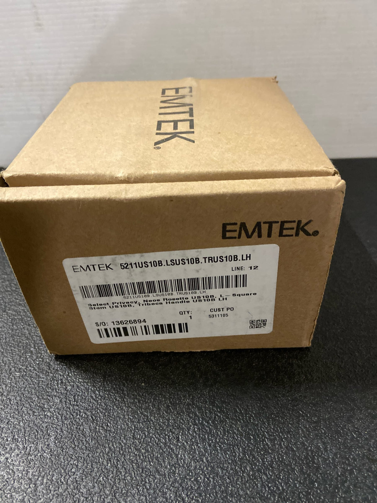 Emtek 5211US10B.LSUS10B.KNUS10B.LH Privacy, Neos Rosette US10B, L-Square Stem US10B, Knurled Handle US...