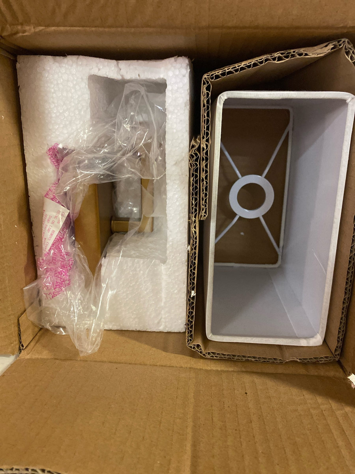Unbranded 815-1S-RB Saxon 7 in. 1-Light Rubbed Brass Interior Wall Sconce with White Fabric Shade