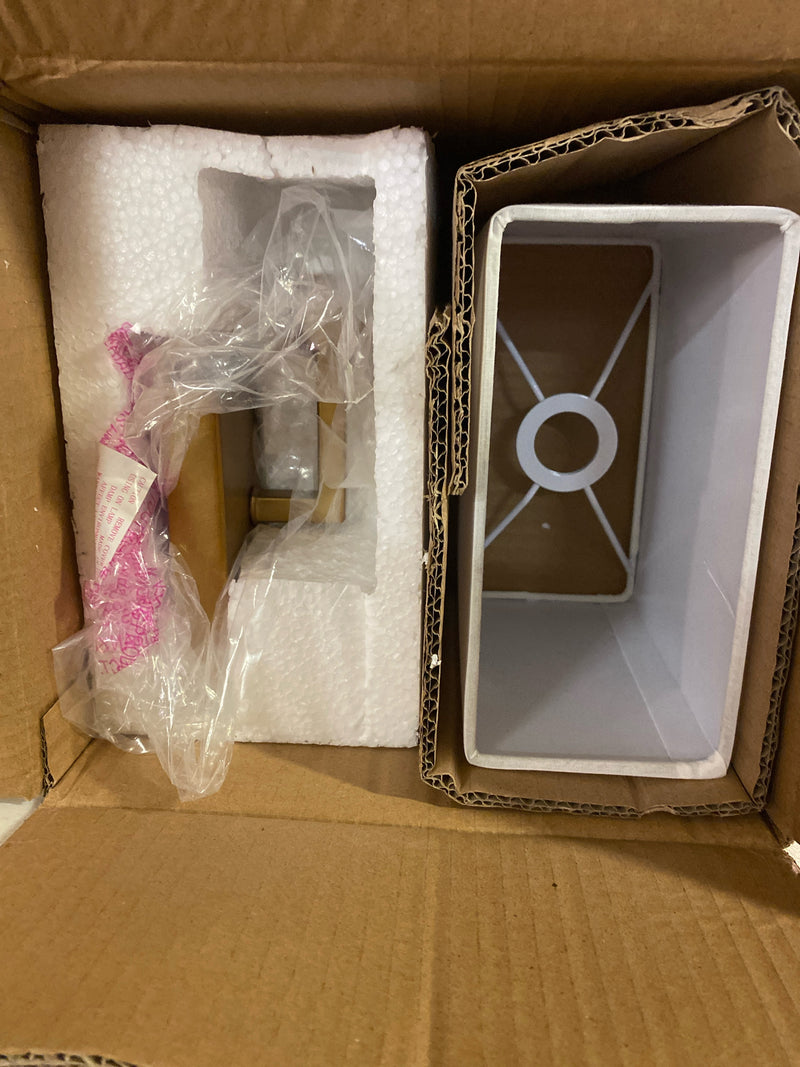 Unbranded 815-1S-RB Saxon 7 in. 1-Light Rubbed Brass Interior Wall Sconce with White Fabric Shade
