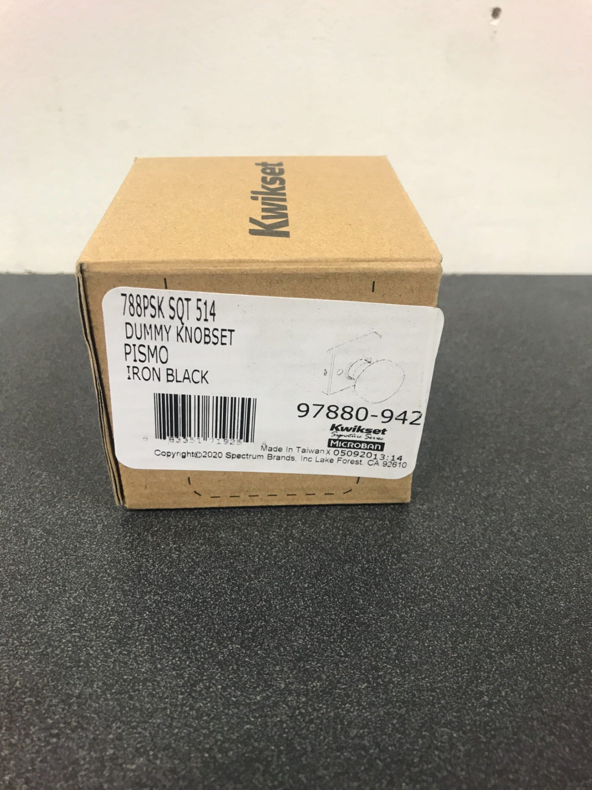 Kwikset Pismo Square Matte Black Half-Dummy Door Knob-788PSK SQT 514