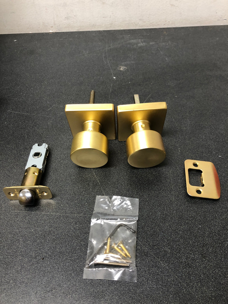 Sure-Loc BG101-SQ SB Bergen Passage Door Knob Set with Square Rose - Satin Brass