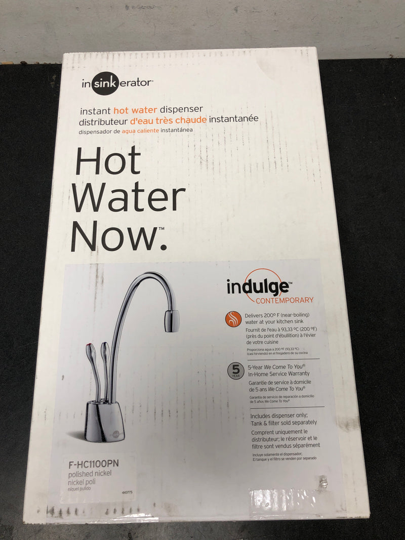 InSinkErator F-HC1100PN Indulge Instant Hot Water Dispenser, Double Handle Hot and Cold with 5-Year In-Home - Less Tank - Polished Nickel