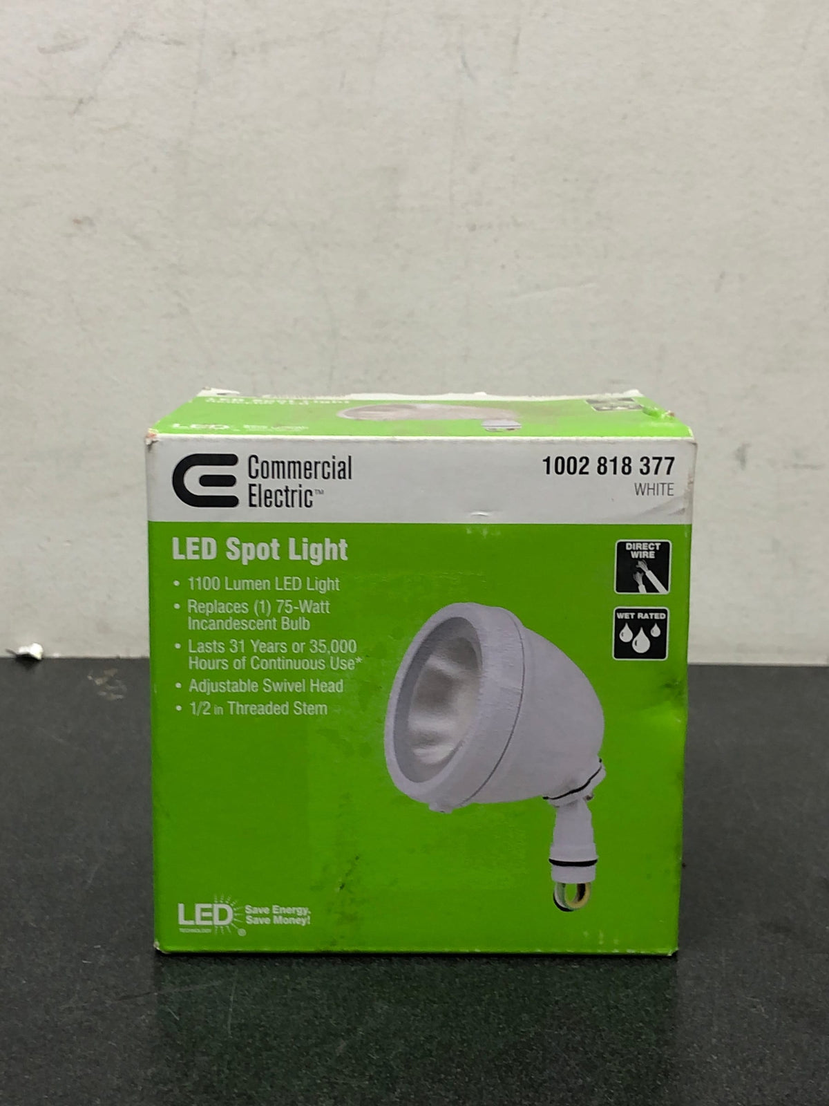 Commercial electric SPTM-1402 14-Watt Hardwired White LED Landscape Flood Light Metal Spot Light, 1100 Lumens