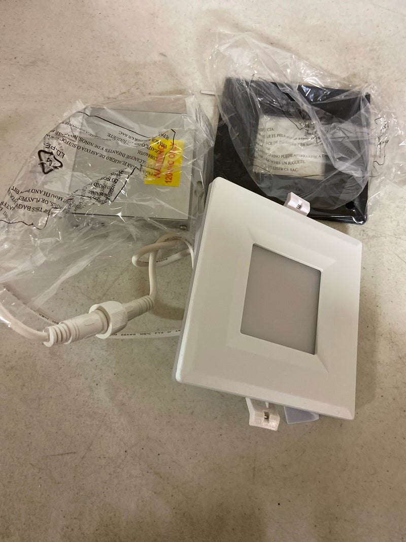 Commercial electric 538661010 4 in. Square Canless Adjustable CCT Integrated LED Recessed Light Trim Night Light Feature and Black Trim Option