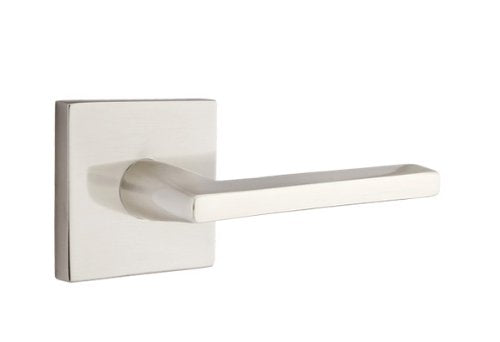 EMTEK Square Rosette Dummy, Pair with Matching Finish Helios Lever - Choice of 7 Finishes - 5050HLOUS15 - Satin Nickel (US15)