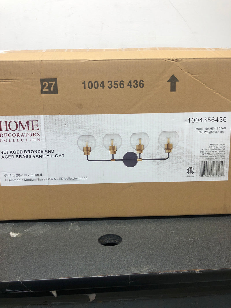 Hampton bay HD-1862AB Vista Heights 4-Light Aged Bronze and Brass Vanity Light