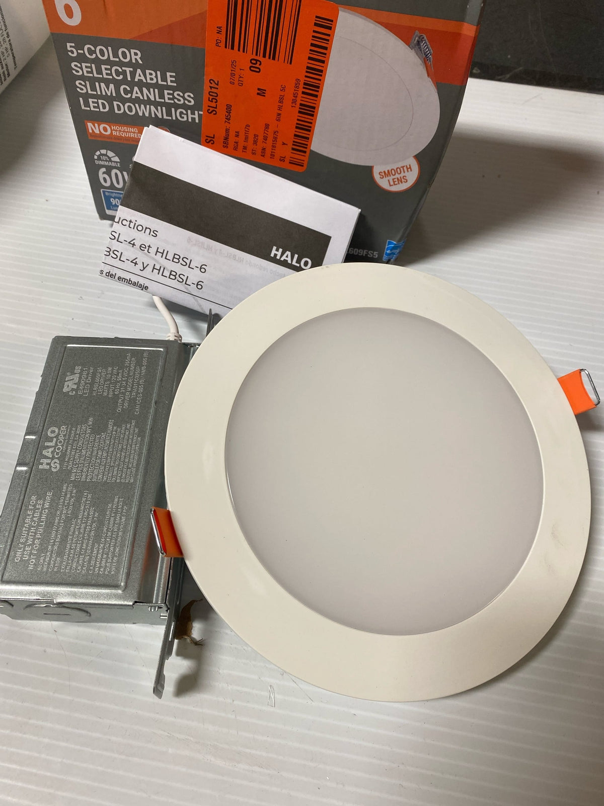 Halo HLBSL609FS5 HLBSL 6 in. Can Less Integrated LED, 900 Lumens, 5CCT, White