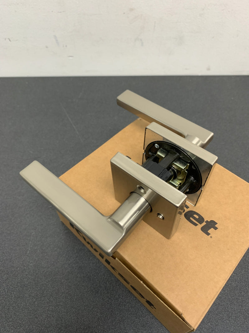 Kwikset 730HFLSQT-15V1 Halifax Privacy Door Lever Set with Square Rose - Satin Nickel
