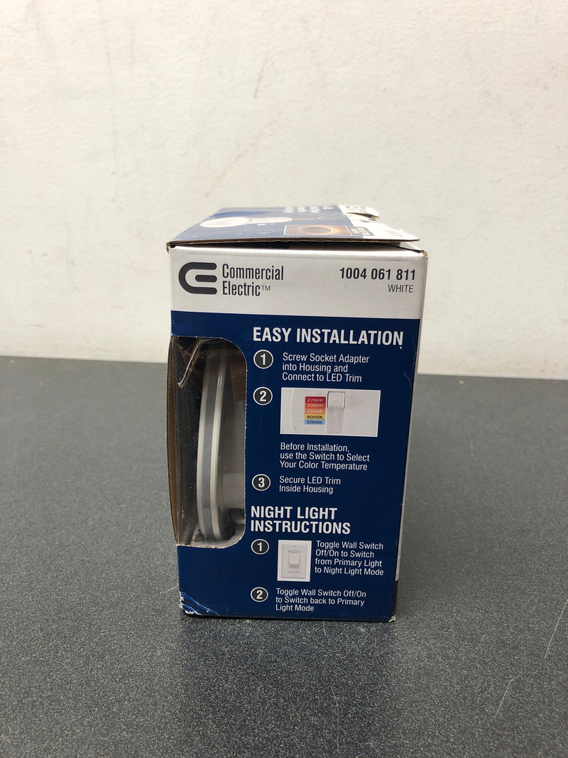 Commercial electric 53805101 4 in. Adjustable CCT Integrated LED Recessed Light Trim w/ Night Light 625 Lumens Retrofit Kitchen Lighting Dimmable