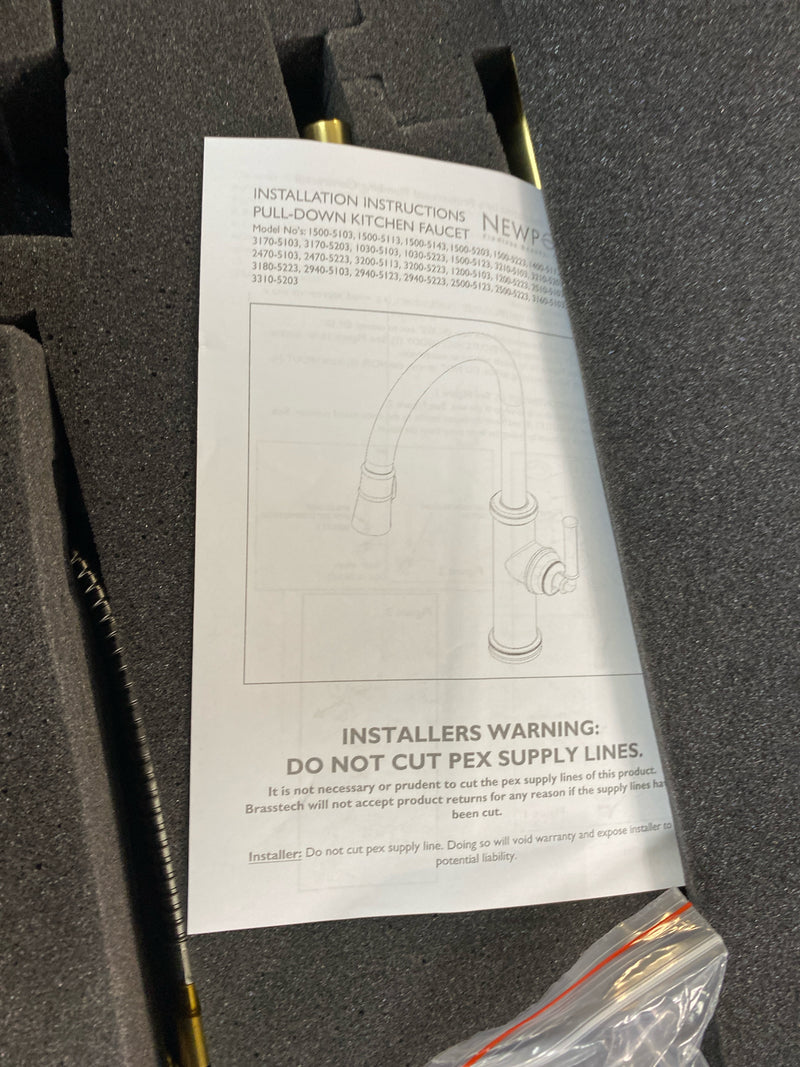 Newport Brass 1500-5113/04 East Linear 1.8 GPM Single Hole Pull Down Kitchen Faucet - Satin Brass (PVD)