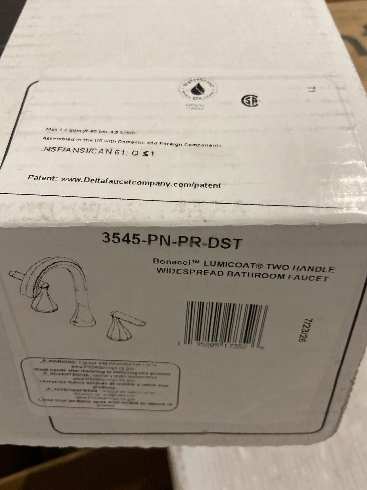 Delta 3545-PN-PR-DST Bonacci 1.2 GPM Widespread Bathroom Faucet with Lever Handles and Push Pop-Up Drain Assembly - Lumicoat Polished Nickel