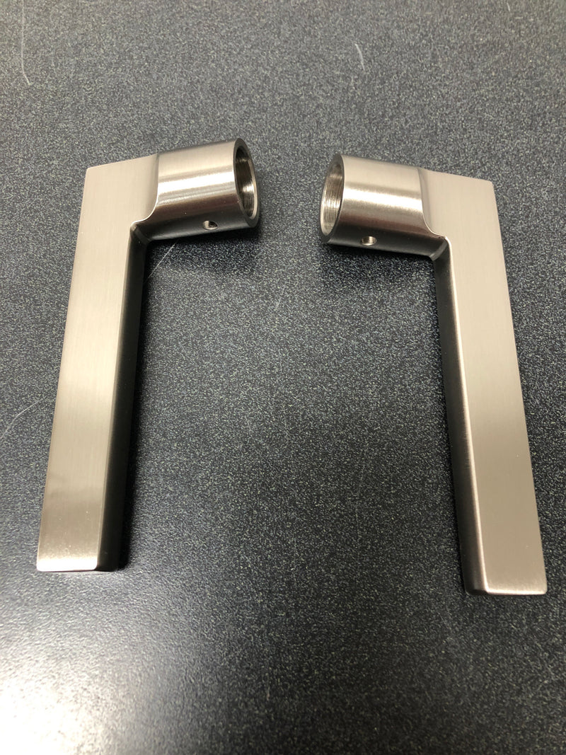 Baldwin FDSQUCSR150 Square Non-Turning Two-Sided Through-Door Dummy Door Lever Set with Square Rosette from the Reserve Collection - Satin Nickel