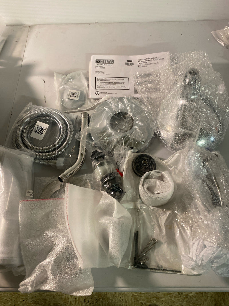 Delta T17489-PR Tetra Monitor 17 Series Tub and Shower Trim Package with Integrated Volume Control - Less Rough In - Lumicoat Chrome