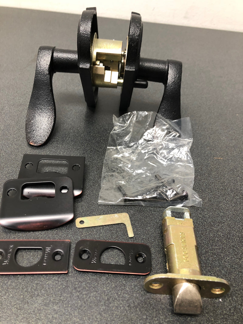 Weslock L7110H1H1SL20 Carlow Left Handed Privacy Door Lever Set with Premiere Rose from the Molten Bronze Collection - Oil Rubbed Bronze