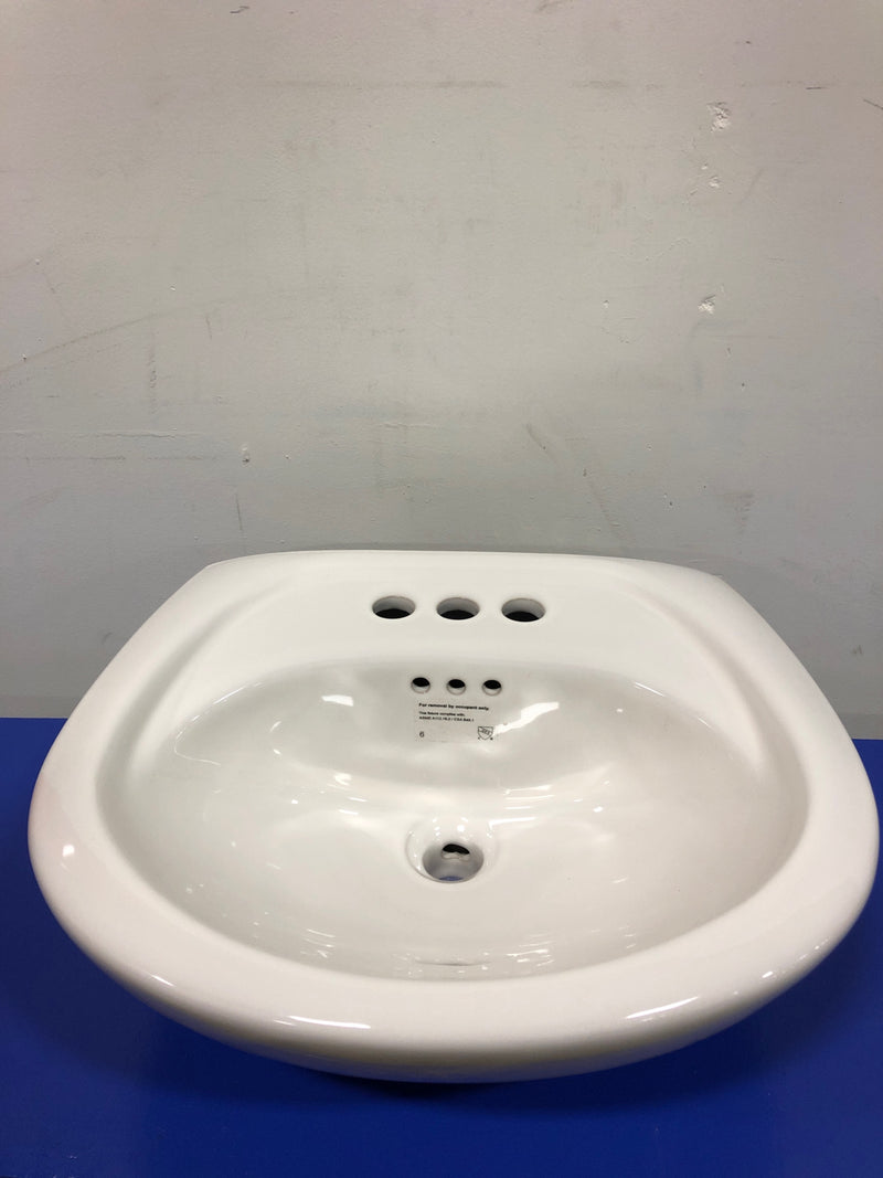 PROFLO PF5004WH 20-1/4" Oval Vitreous China Pedestal Bathroom Sink with Overflow and 3 Faucet Holes at 4" Centers - White