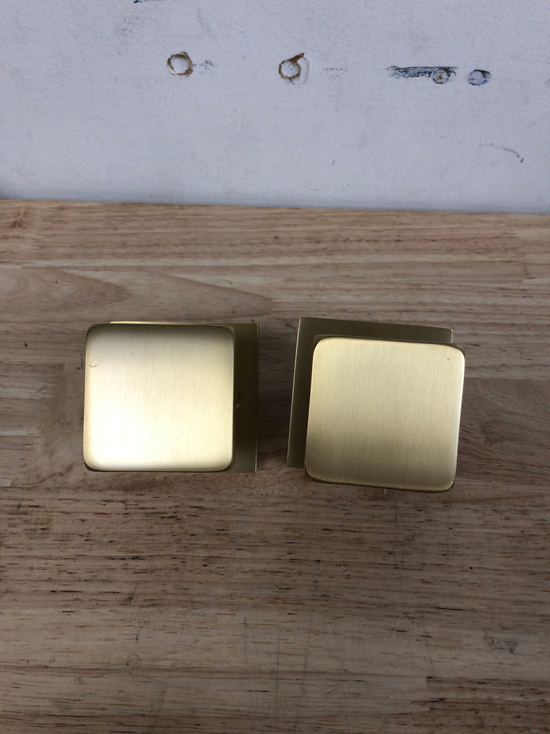 Emtek 520SQUUS4 Square Knob Brass Modern Privacy Knobset - Satin Brass