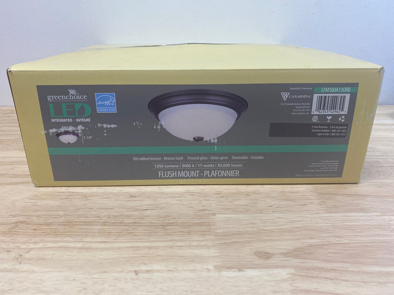 Canarm LFM160A13ORB LED 13 inch Flush Mount 13" Wide Integrated LED Flush Mount Bowl Ceiling Fixture - Oil Rubbed Bronze