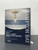 Hampton bay RS2104101 Winfield 9.5 in. 1-Light Gold Semi-Flush Mount Ceiling Light Fixture with Geometric Cage